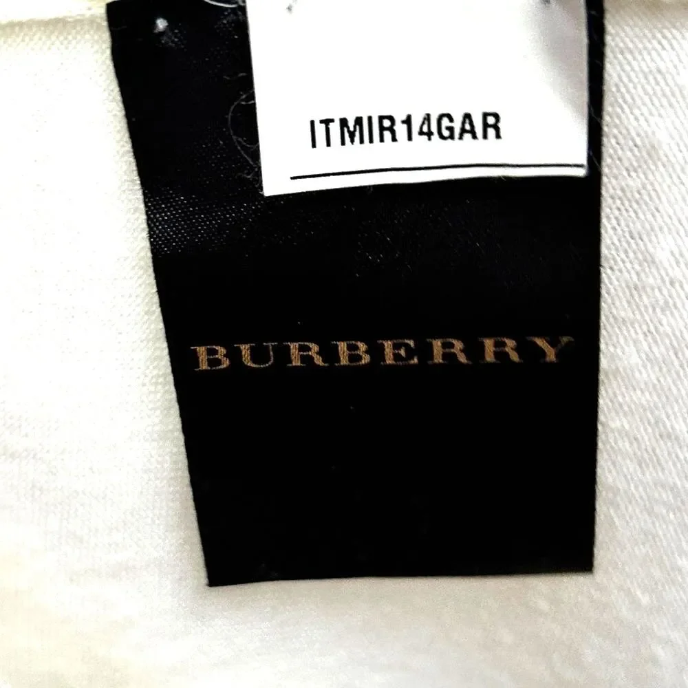 Burberry Cardigan Sweater Wool Womens Size XS Ruffle Scalloped Ivory Button Down